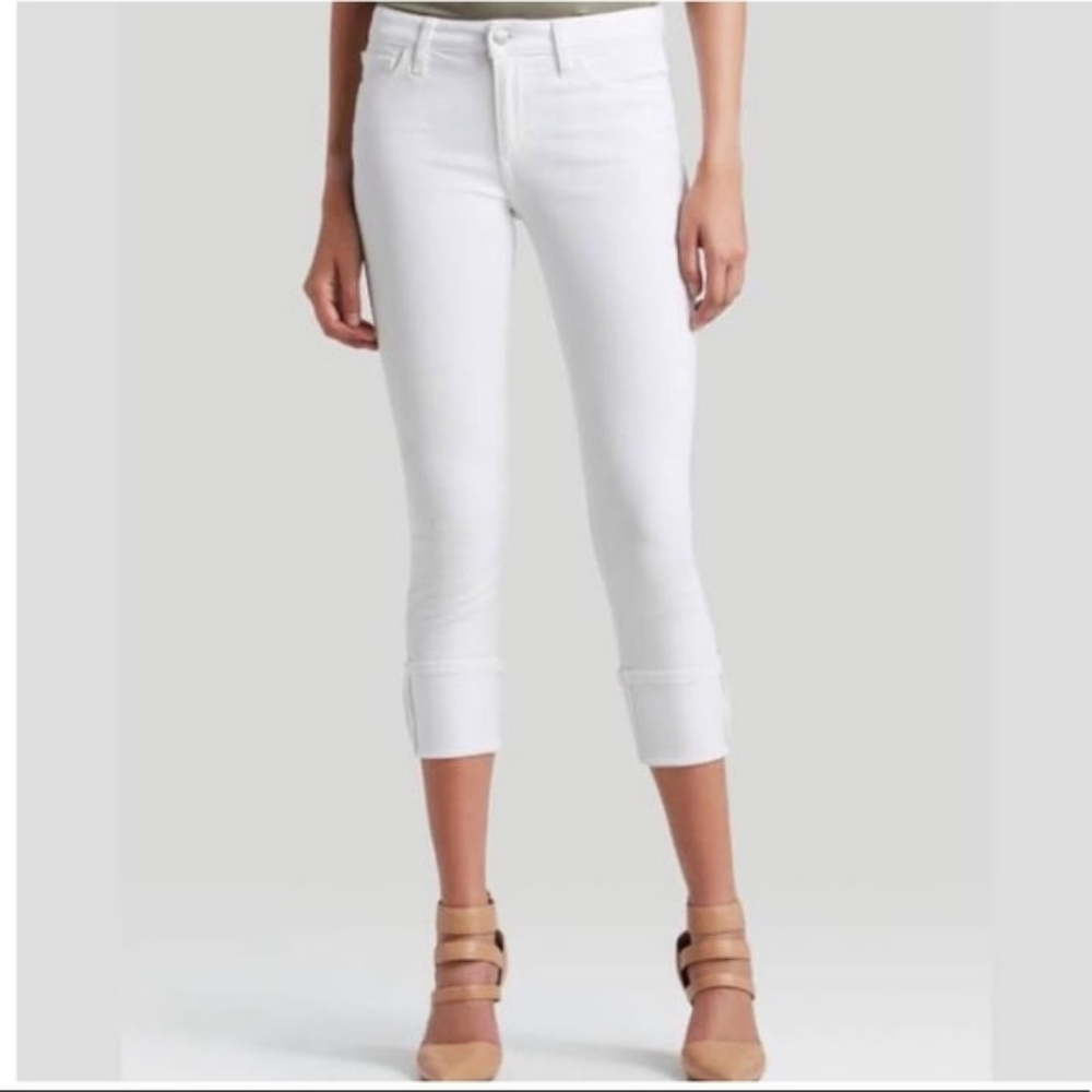 Joe's White Rolled Hem Cuffed Jeans Capri 3/4 Pant